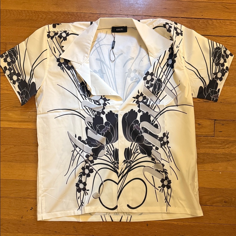 AMIRI Black and White Floral Casual Shirt